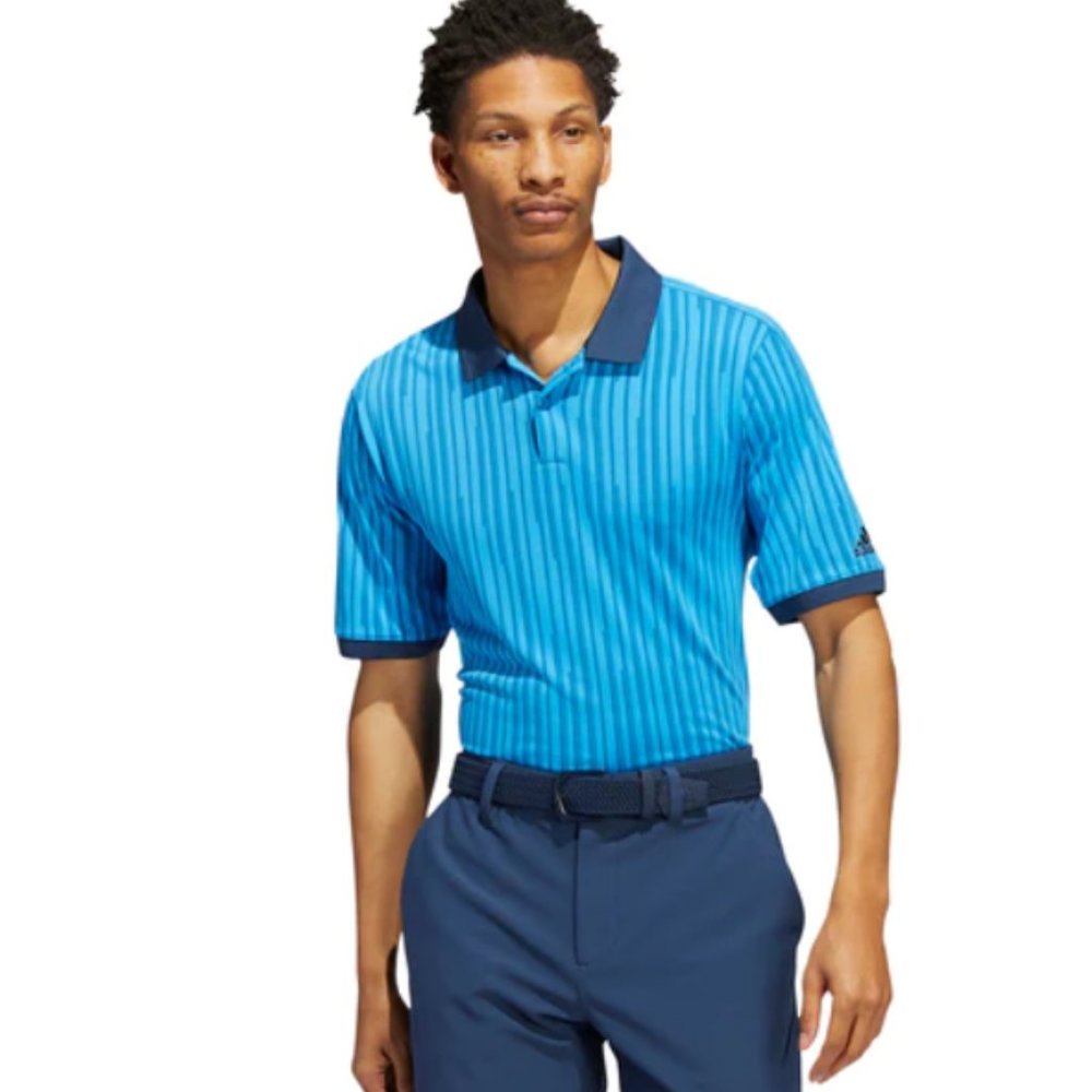 Adidas Jacquard HEAT.RDY Blue Rush Golf Polo‎ Shirt Size: Large NWOT